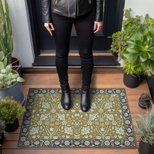 Goud Groen William Morris Bloemenpatroon Deurmat