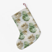 Goud Groen Wit Tropisch Bladeren Kleine Kerstsok (Achterkant (Hangend))