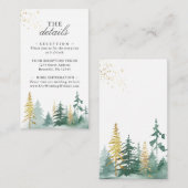 Goud groene bos dennenbomen aquarel informatiekaartje (Voorkant / Achterkant)