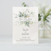 Goud  Groene Eucalyptus Save The Date (Staand voorkant)