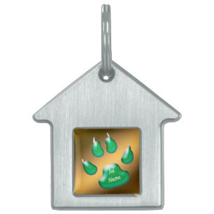 Goud Groene Kat Huisdieren Naamplaatje