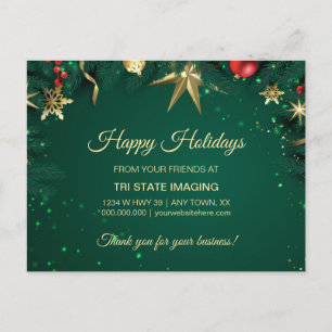 Goud Groene Kerst Decoratie Klantwaardering Briefkaart