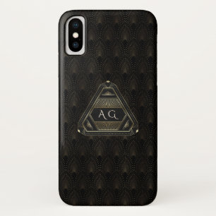  Goud Grote Gatsby Art Deco Monogram iPhone X Hoesje