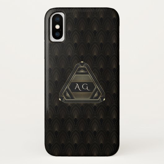 Goud Grote Gatsby Art Deco Monogram Case-Mate iPhone Case (Achterkant)