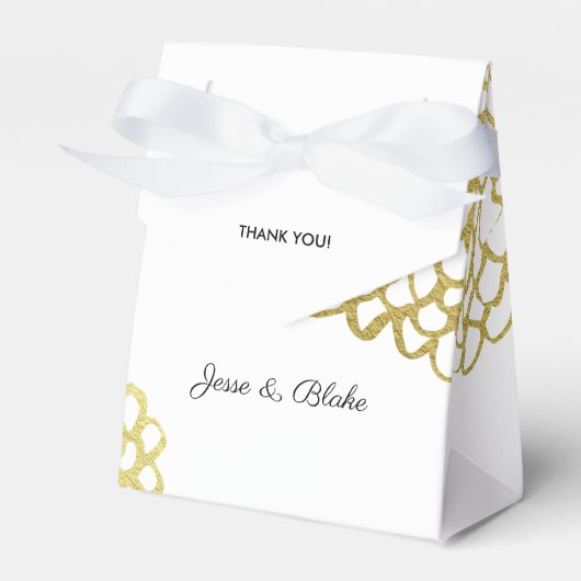 Goud Hand-getrokken Petal Patroon Wedding Bedankdoosjes (Voorkant Zijde)