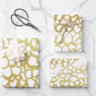 Goud Hand-getrokken Petal Patroon Wedding Inpakpapier Vel