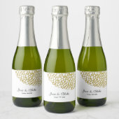 Goud Hand-getrokken Petal Patroon Wedding Sparkling Wijnetiket (Flessen)