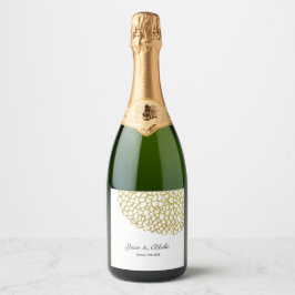 Goud Hand-getrokken Petal Patroon Wedding Sparkling Wijnetiket