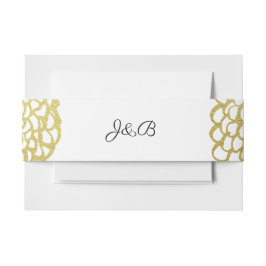 Goud Hand-getrokken Petal Patroon Wedding Uitnodigingen Wikkel