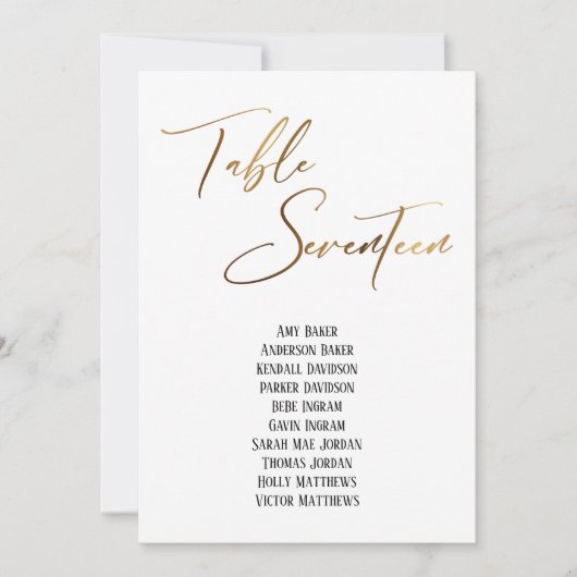 Goud handschrift Tabel 17 Zitplaatsen (Voorkant)