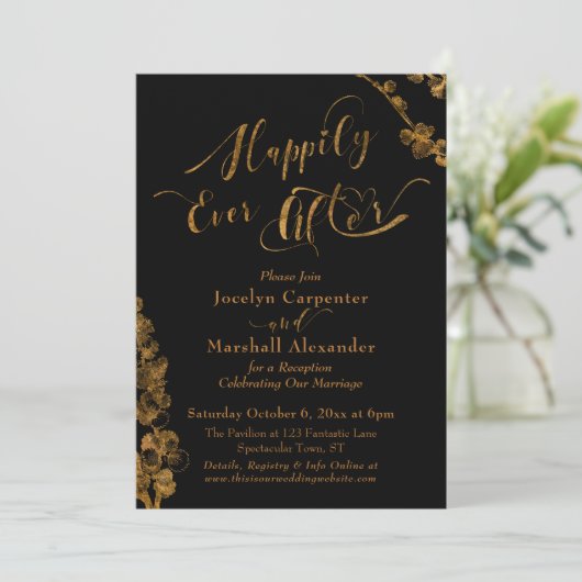 Goud Happily Ever After met Kruiden op Zwart Kaart (Staand voorkant)