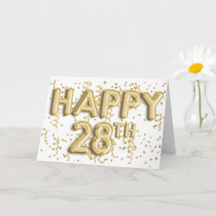 Goud Happy 28th Birthday Kaart