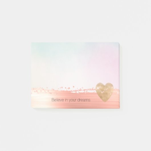Goud hardestuk Blush Sparkle Tie Dye Post-it® Notes (Voorkant)