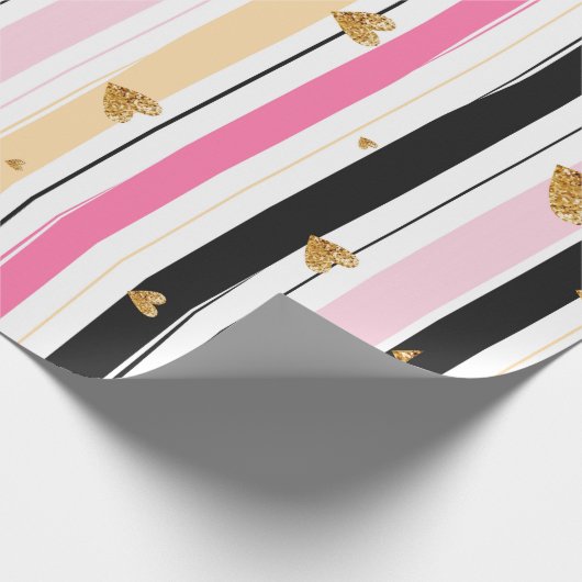 Goud hars kleurrijk handgemaakt strepenpatroon 2 cadeaupapier (Hoek)