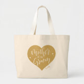 Goud hart en scriptmoeder van de bruidegom grote tote bag (Voorkant)