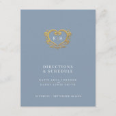 Goud hart grijs wit bruiloft routebeschrijving sch informatiekaartje (Voorkant)