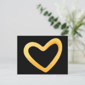 Goud hart op zwarte achtergrond briefkaart (Staand voorkant)