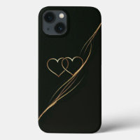 Goud hart zwarte Hoesje-Mate iPhone draagtas