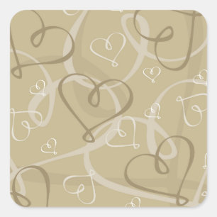 Goud hartritme vierkante sticker