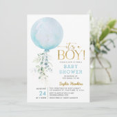 Goud Het is een Baby shower van een padblauw ballo Kaart (Staand voorkant)