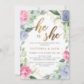 Goud Hij of zij Bloemen Groen Geslacht Onthulling Kaart (Voorkant)