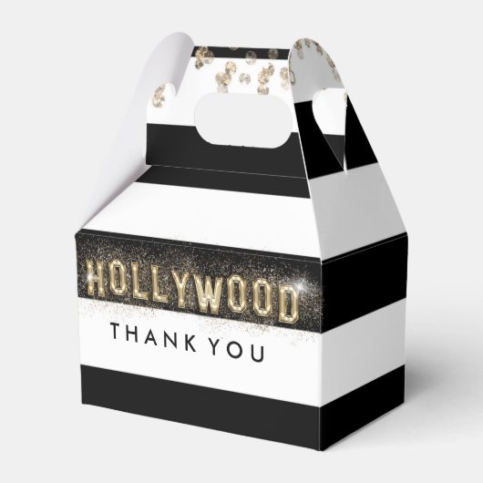 Goud Hollywood Zwart & Wit Strepen Favoriete Dozen Bedankdoosjes (Voorkant Zijde)