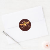 GOUD HONEY BEE / BEEKEEPER BEEKEEPENDE MONOGRAM RONDE STICKER (Envelop)