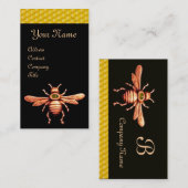 GOUD HONEY BEE / BEEKEEPER BEEKEEPENDE MONOGRAM VISITEKAARTJE (Voorkant / Achterkant)