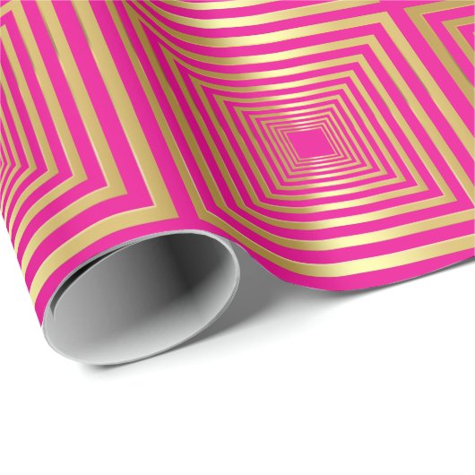 Goud hot pink girly luxe Wrapping Paper Cadeaupapier (Rol Hoek)