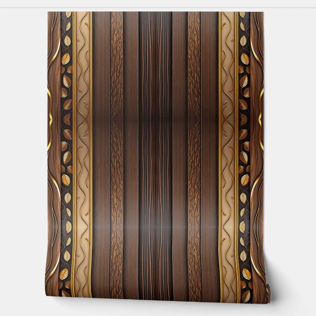 Goud Hout Populaire Kunst Lamperia Collectie Behang (Afrollen)