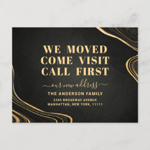 Goud Houtskool Nieuw Adres Verhuisbericht Briefkaart