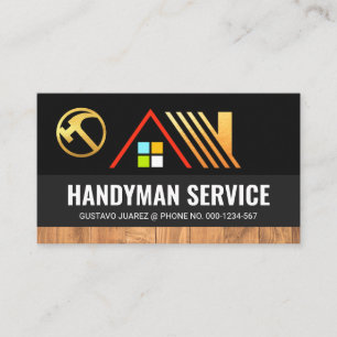 Goud Huis op Grijze Lagen Houtkorrel Visitekaartje