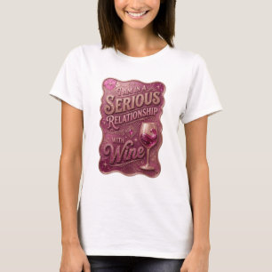 Goud I BEN IN EEN ERNSTIGE RELATIE MET WIJN v3 T-shirt