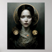 Goud in het Grijze Fantasy Scifi Art Poster (Voorkant)