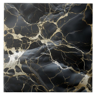 Goud Infuded Zwart Marmeren Ceramische Tegel Tegeltje