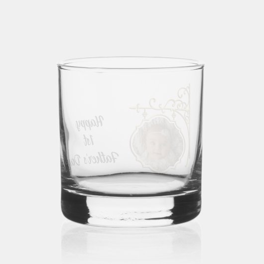 Goud ingelijste foto 1e Vaderdag Whisky Glas (Achterkant)