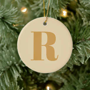 Goud Initiaal Monogram Modern Letter Stijlvol Keramisch Ornament