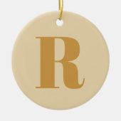 Goud Initiaal | Monogram Modern Letter Stijlvol Keramisch Ornament (Voorkant)