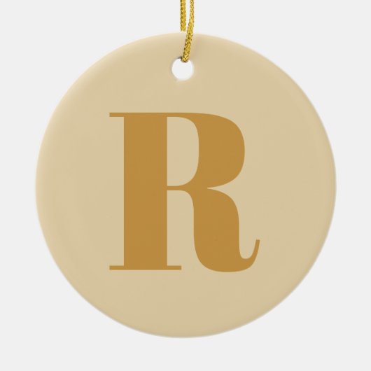 Goud Initiaal | Monogram Modern Letter Stijlvol Keramisch Ornament (Voorkant)