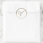Goud Initiaal monogram V Manuscript Enige Kleur Kl Ronde Sticker (Tas)