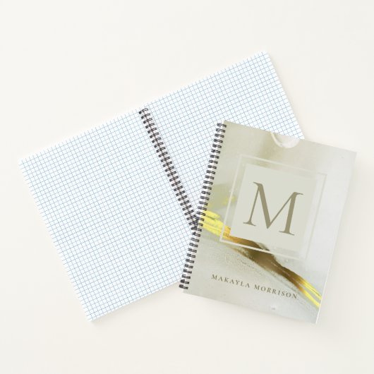 Goud inkt monogram abstracte thuiskantoor school  notitieboek (Binnen)