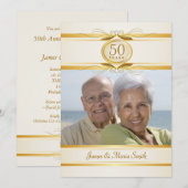 Goud & Ivoor 50ste verjaardagsfeest uitnodigingen (Voorkant / Achterkant)
