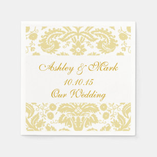 Goud Ivoor Damask Trouwpapier Servetten