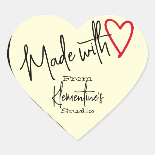 Goud Ivoor Gemaakt met Liefde Handgemaakt Van Stud Hart Sticker (Voorkant)