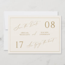 Goud & Ivoor Save the Date Wedding Aankondiging
