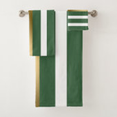 Goud jager-groen en witte strepen bad handdoek (Insitu)