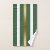 Goud jager-groen en witte strepen bad handdoek (Handdoek)