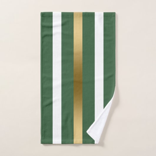 Goud jager-groen en witte strepen bad handdoek (Handdoek)