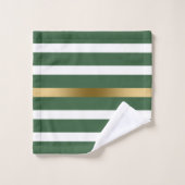 Goud jager-groen en witte strepen bad handdoek (Wasdoekje)