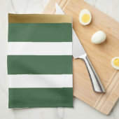 Goud jager-groen en witte strepen theedoek (Quarter Fold)